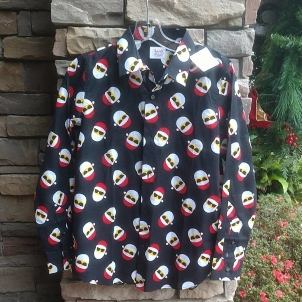 🦋 North Pole Trading Co Santa Button Down Shirt NWT